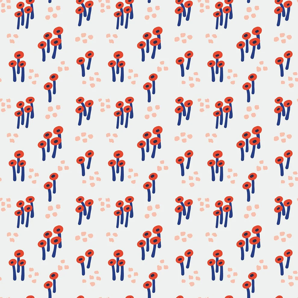 Bargain Basement Fabric - Garden Glory - Mini Mushrooms (Red)