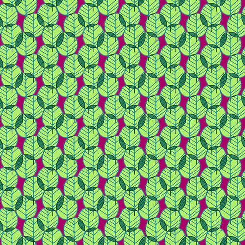 Bargain Basement Fabric - Otter Romp Fan Leaves (Dark Pink)