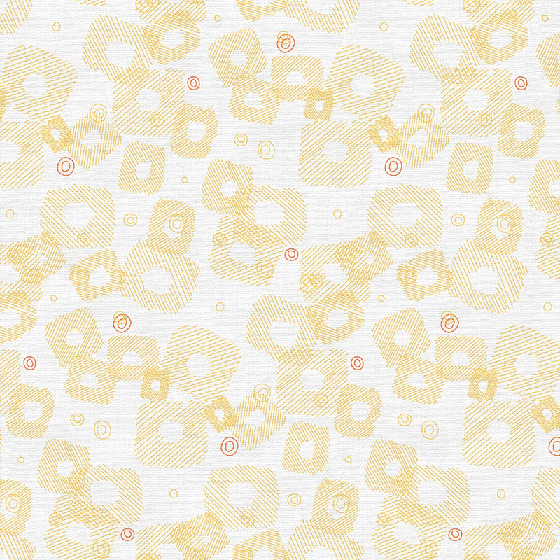 Bargain Basement Fabric - On Your Mark - Scribble Squares (Yellow)