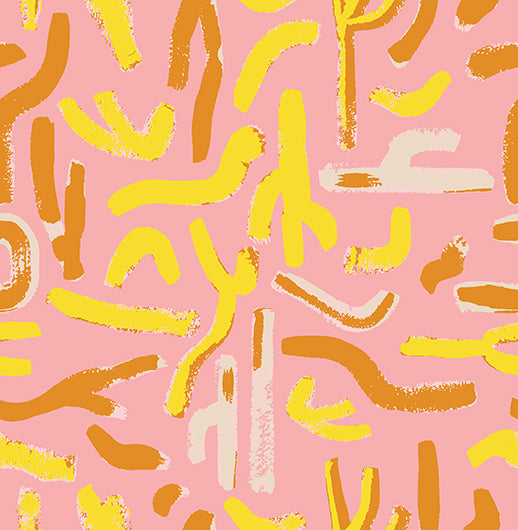 Bargain Basement Fabric - Sand & Sun - Cactus Lines (Brown) by PBS Fabric