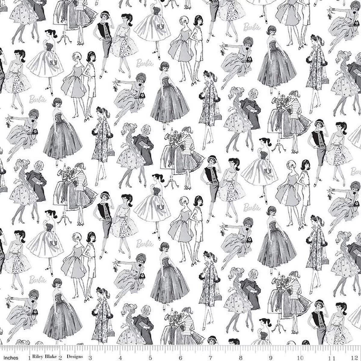 Riley Blake - Barbie - Vintage Tonal (White)