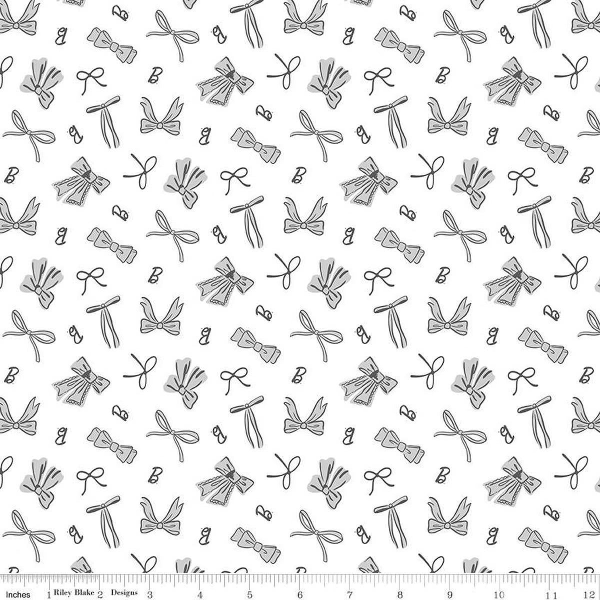 Riley Blake - Barbie - Vintage Bows (White)