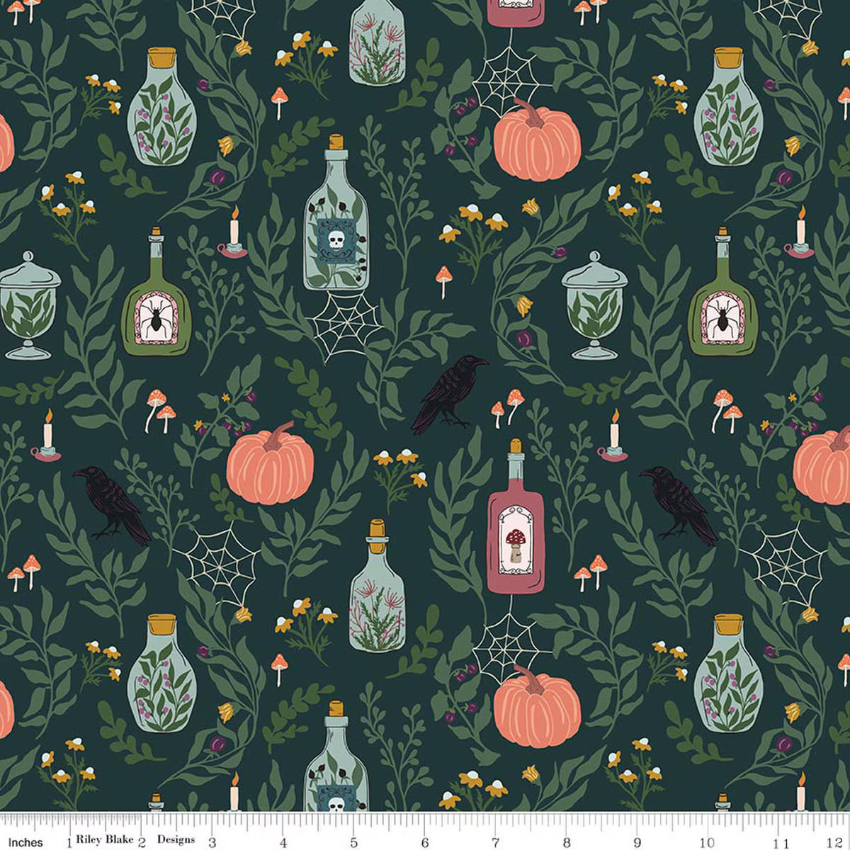 Riley Blake - The Apothecary - Main (Deep Teal)