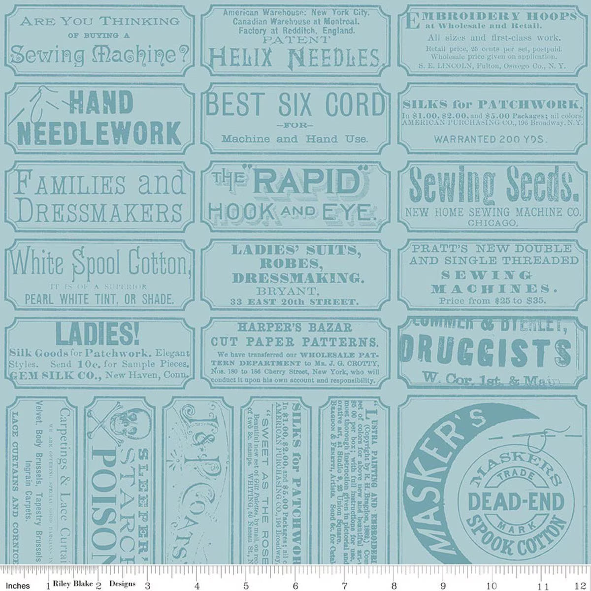 Riley Blake - Scary Scraps - Scary Sew Labels (Blue)