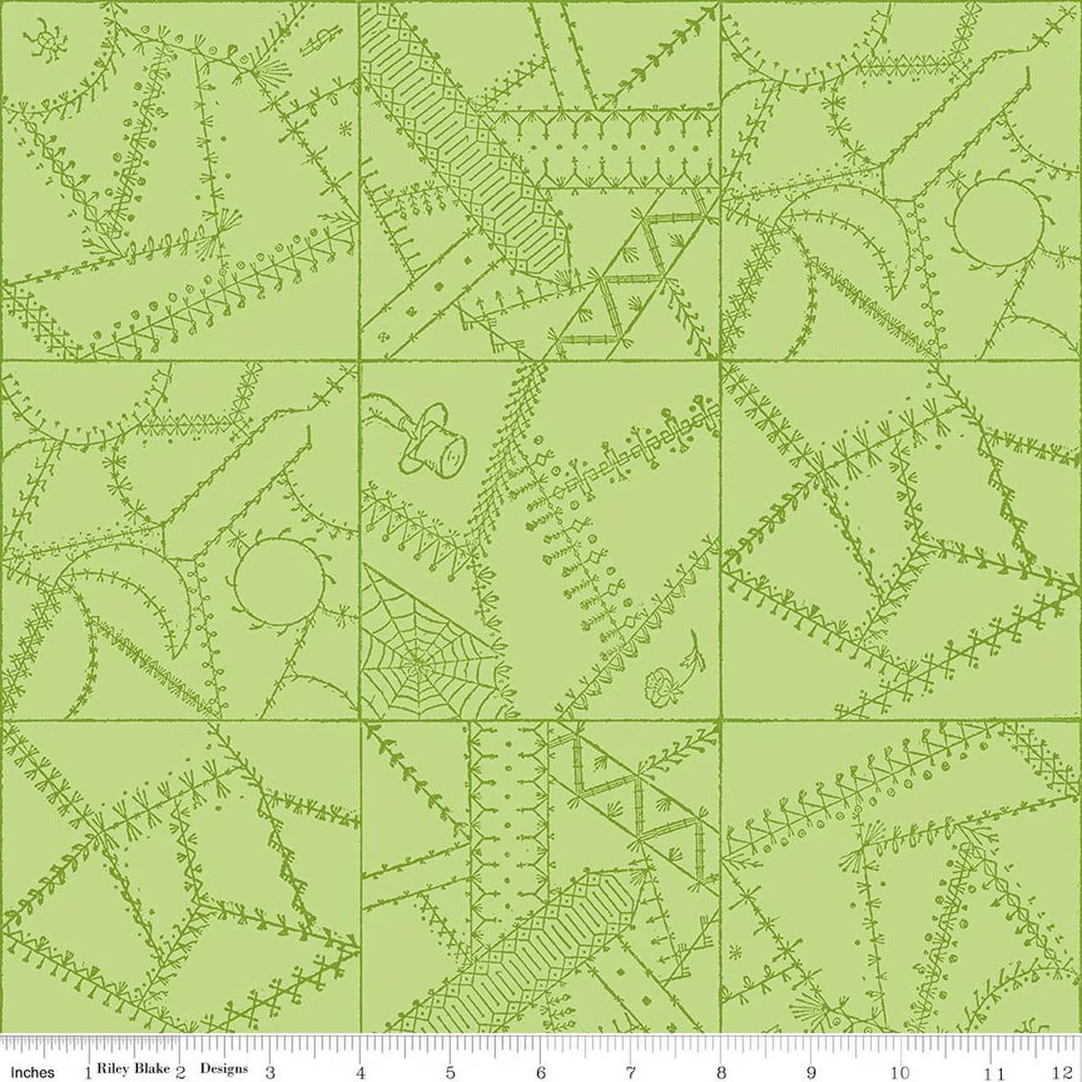 Riley Blake - Scary Scraps - Crazy Patchwork (Green)
