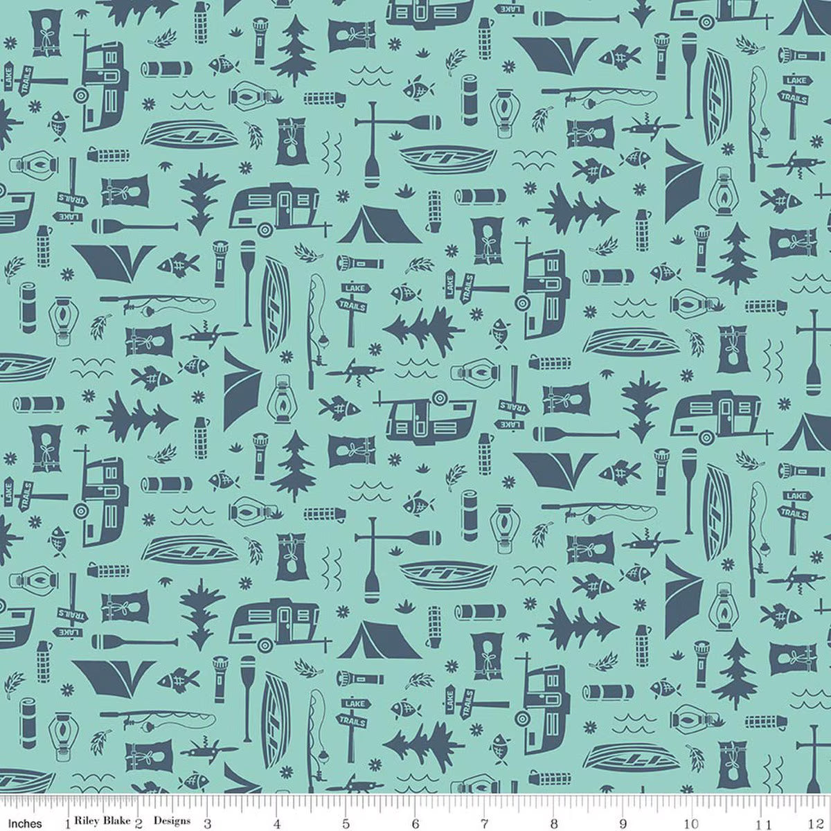 Riley Blake - Happy Haven - Let's Camp (Aqua)