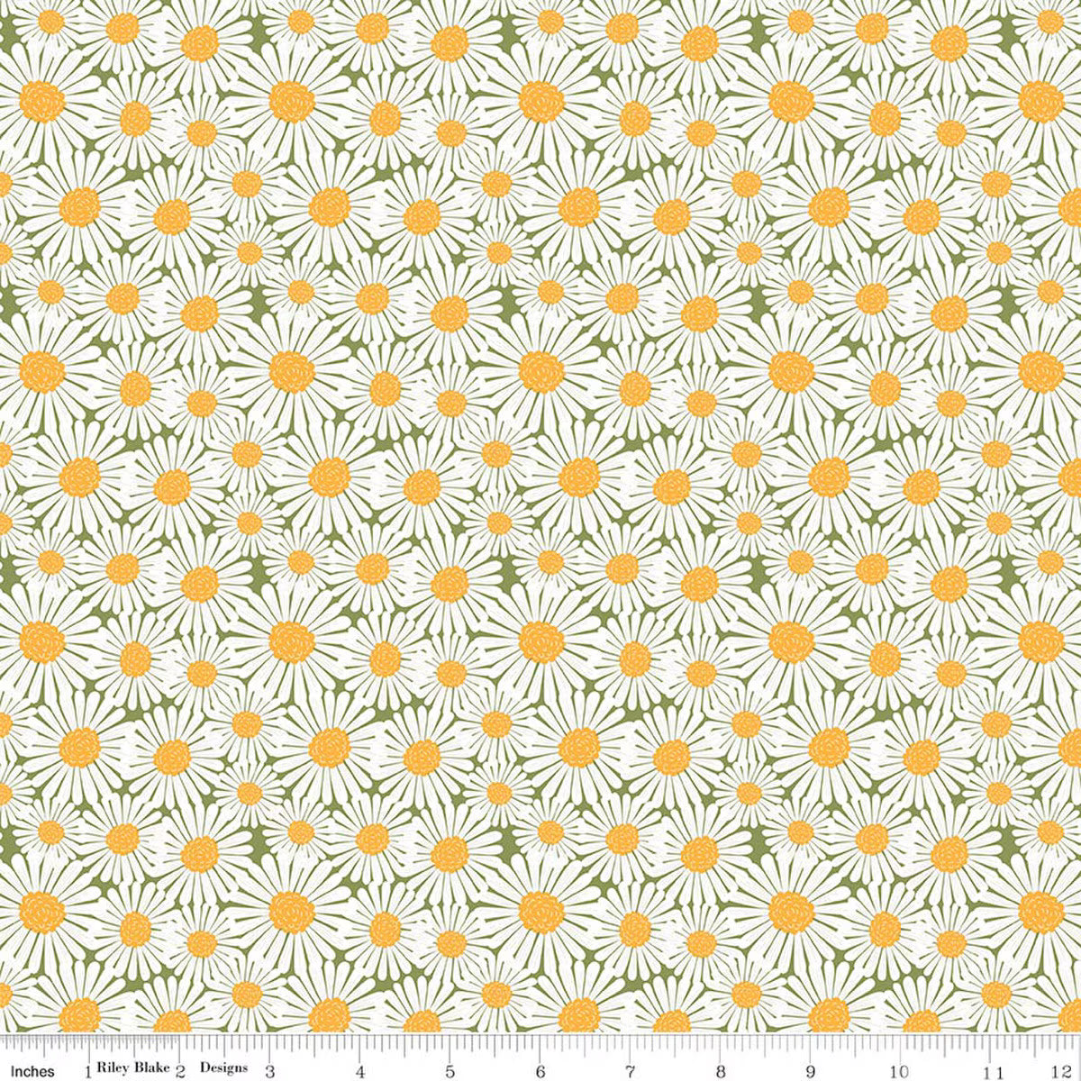 Riley Blake - Sunshine & Dandelions - Daisies (Green)