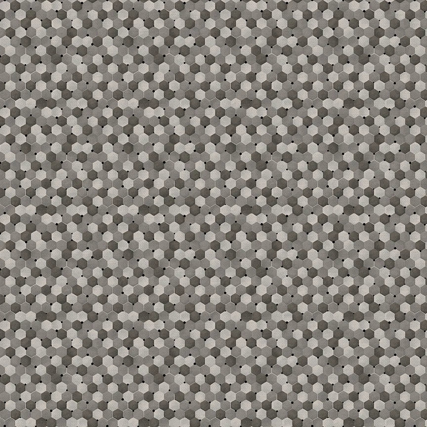Bargain Basement Fabric - Bee Kind Tonal Honeycomb Grey