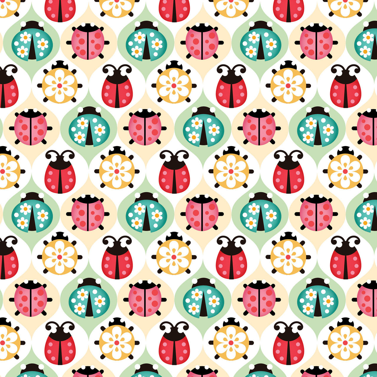 Bargain Basement Fabric - Ladybug Diamonds by David Textiles