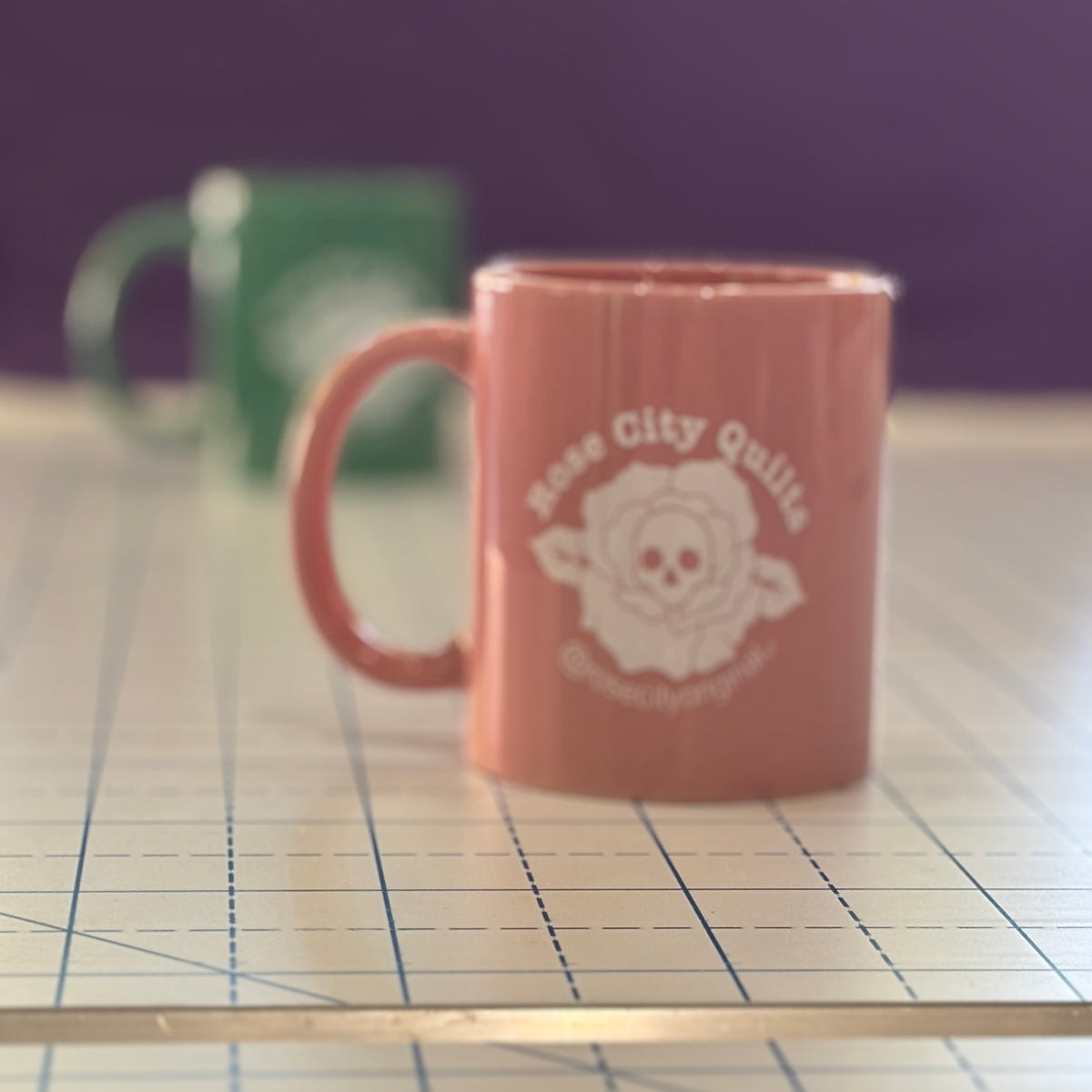 Rose City Quilts - Ceramic Coffee Mug - Pink