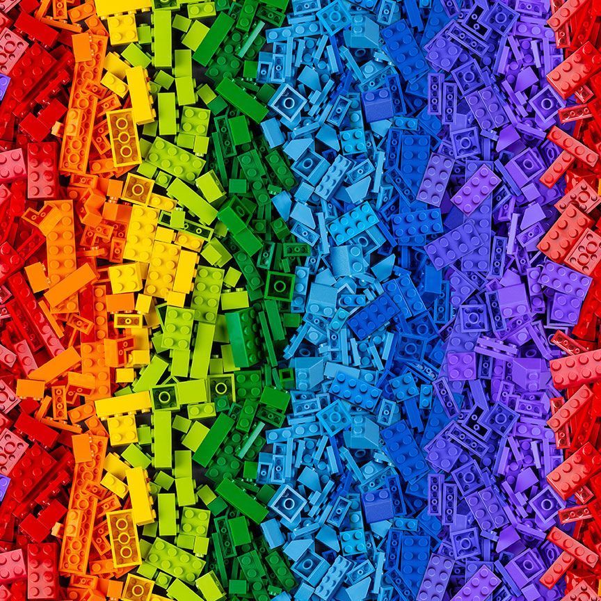 Timeless Treasures - Build Me Up - Building Block Stripe (Rainbow)