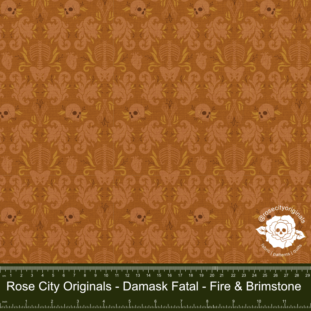 Damask Fatale - By-The-Yard - Fire And Brimstone