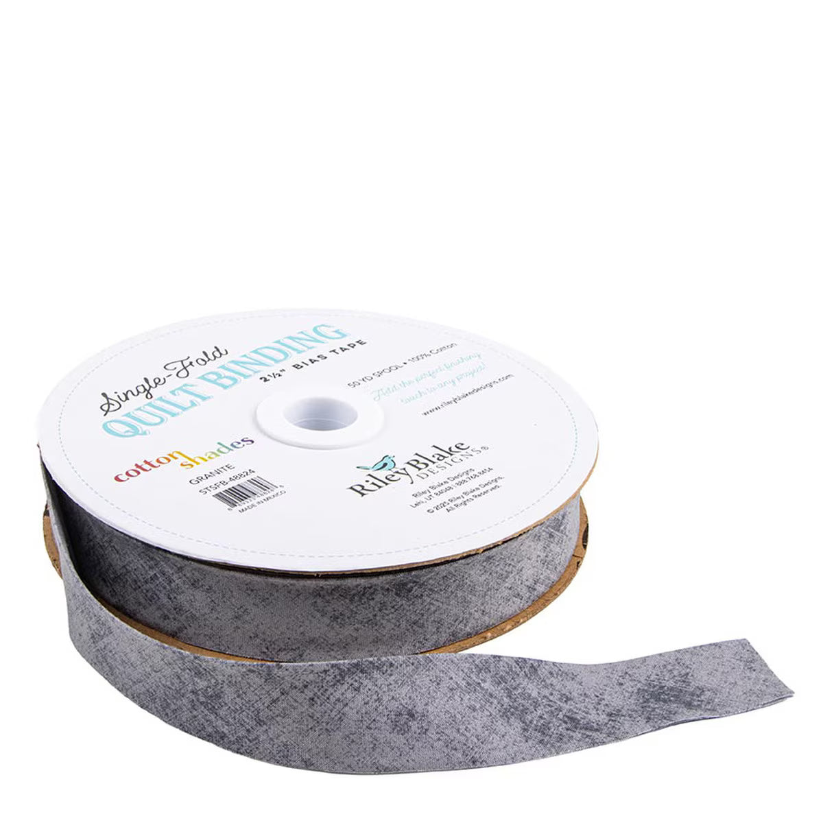 Riley Blake - Single Fold Bias Quilt Binding - By The Yard - Cotton Shades - Granite
