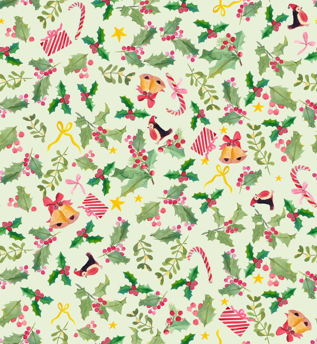 Lewis & Irene - Merry Happy Christmas - Holly Jolly (Pistachio)