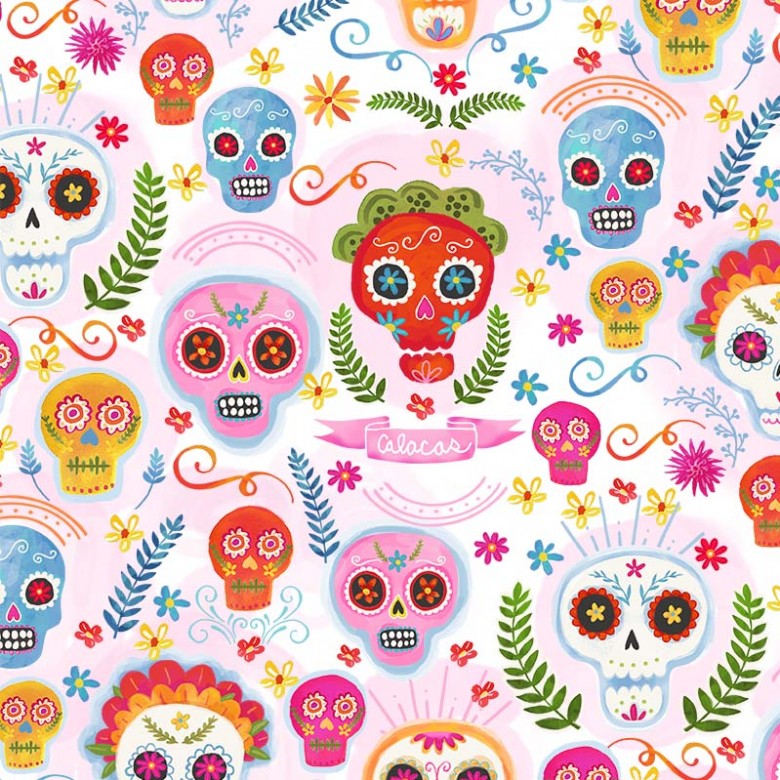 Michael Miller - La Vida Loca - Sugar Skulls (Blush)
