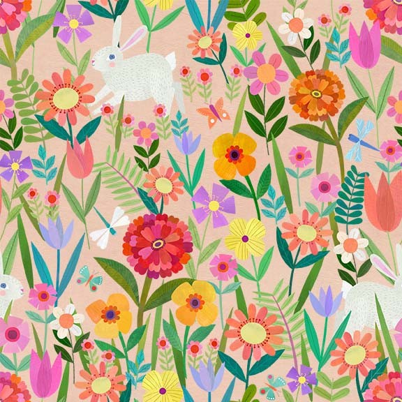 Michael Miller - Enchanted Unicorn - Bunnies and Flowers