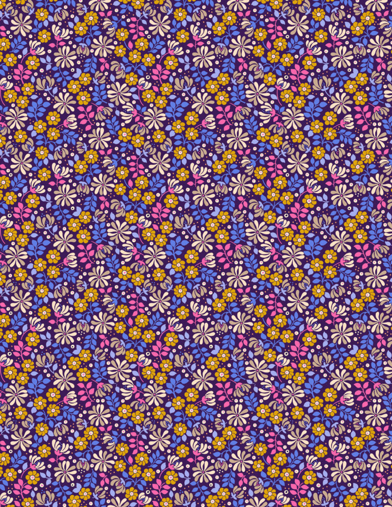 Lewis & Irene - Boho Blooms - Floral Burst on Dark Purple