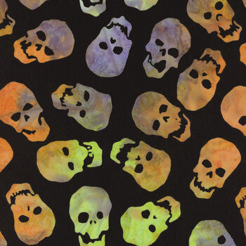Timeless Treasures - Tonga Batiks - Scary Skulls (Haunted)