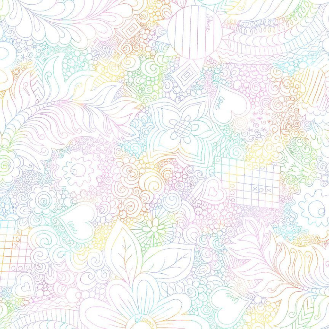 Timeless Treasures - WIDEBACK - Doodle Floral (Pastel)