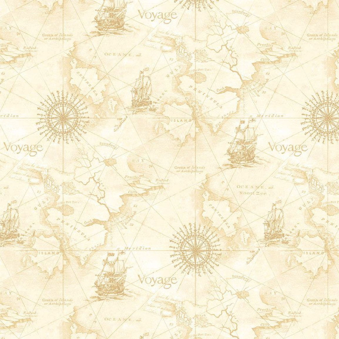 Timeless Treasures - Beacon of Light - Sea Map (Natural)