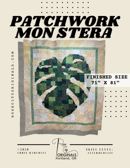 Patchwork Monstera - Quilt Pattern - Digital Download