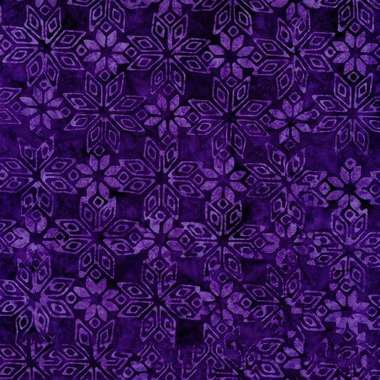 Timeless Treasures -  Tonga Batiks - Geo Snowflakes (Purple)