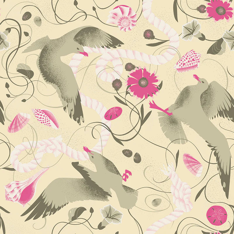 Bargain Basement Fabric - Gulls Wanna Have Fun - Mother Gull (Yellow) by PBS Fabrics