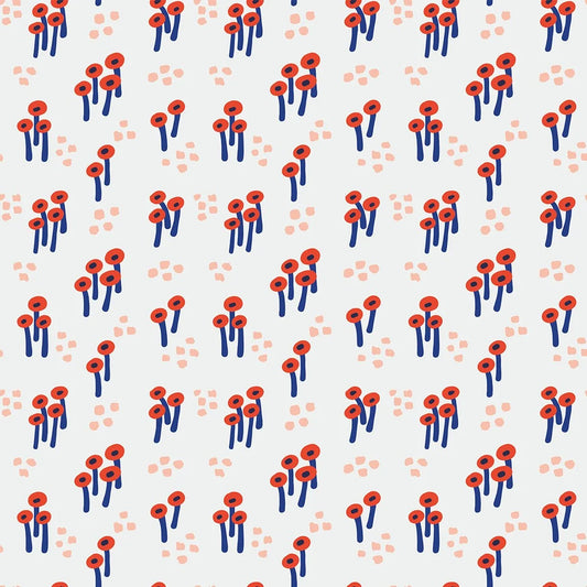 Bargain Basement Fabric - Garden Glory - Mini Mushrooms (Red)