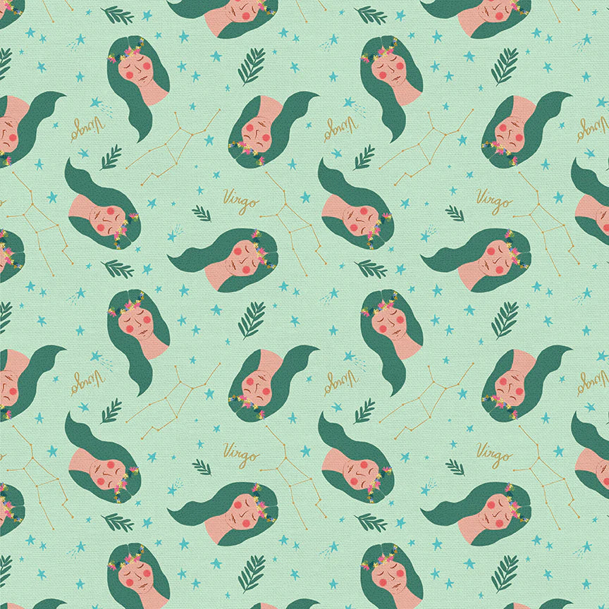 Bargain Basement Fabric - Astrology - Virgo (Aqua)