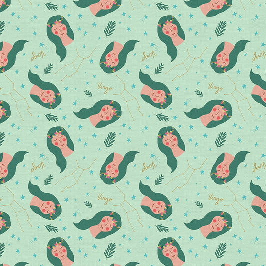 Bargain Basement Fabric - Astrology - Virgo (Aqua)