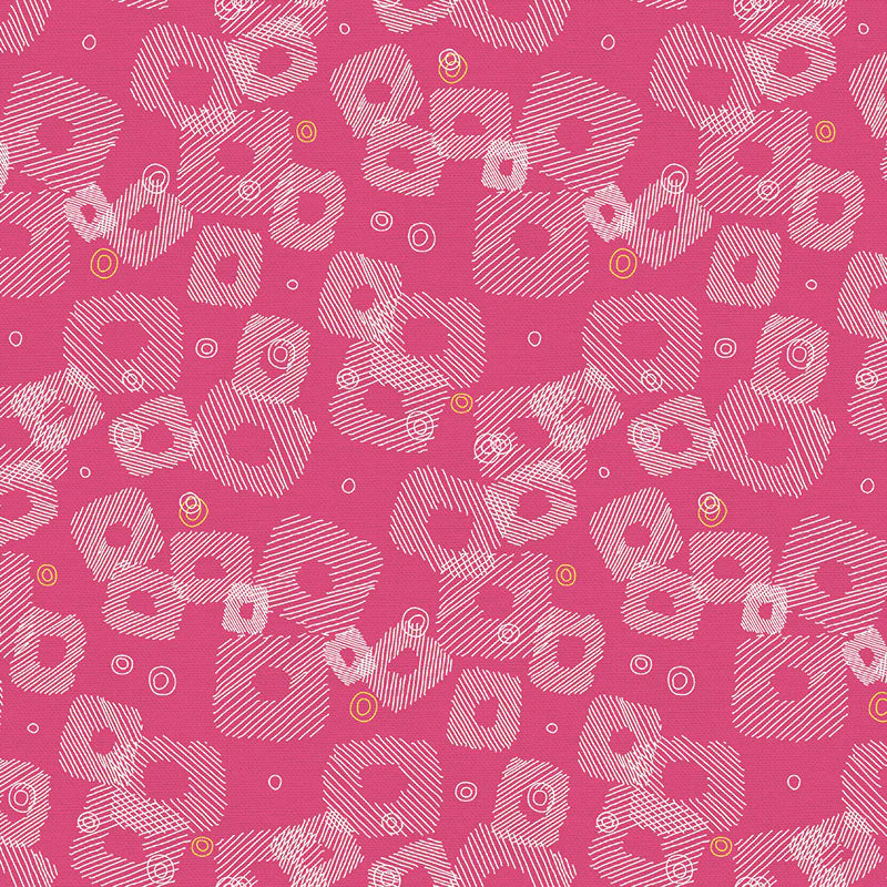 Bargain Basement Fabric - On Your Mark - Scribble Squares (Pink)