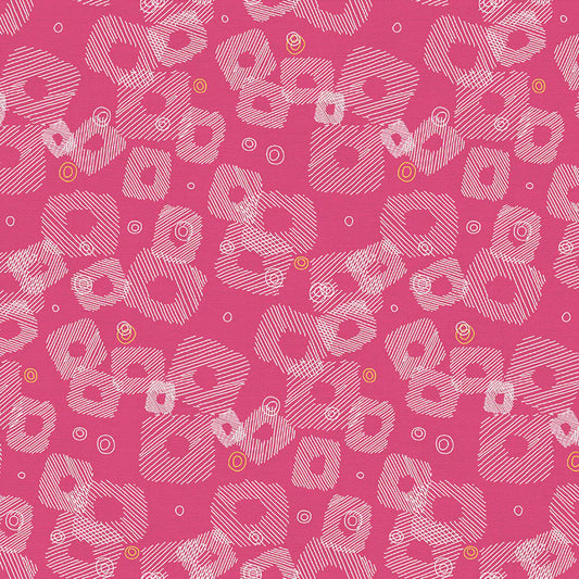 Bargain Basement Fabric - On Your Mark - Scribble Squares (Pink)