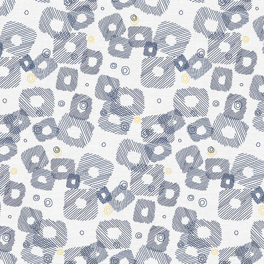 Bargain Basement Fabric - On Your Mark - Scribble Squares (Blue)