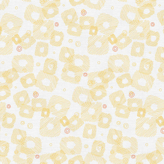 Bargain Basement Fabric - On Your Mark - Scribble Squares (Yellow)