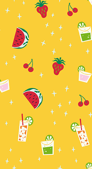 Bargain Basement Fabric - BBQ Block Party - Beverages (Yellow) by PBS Fabrics