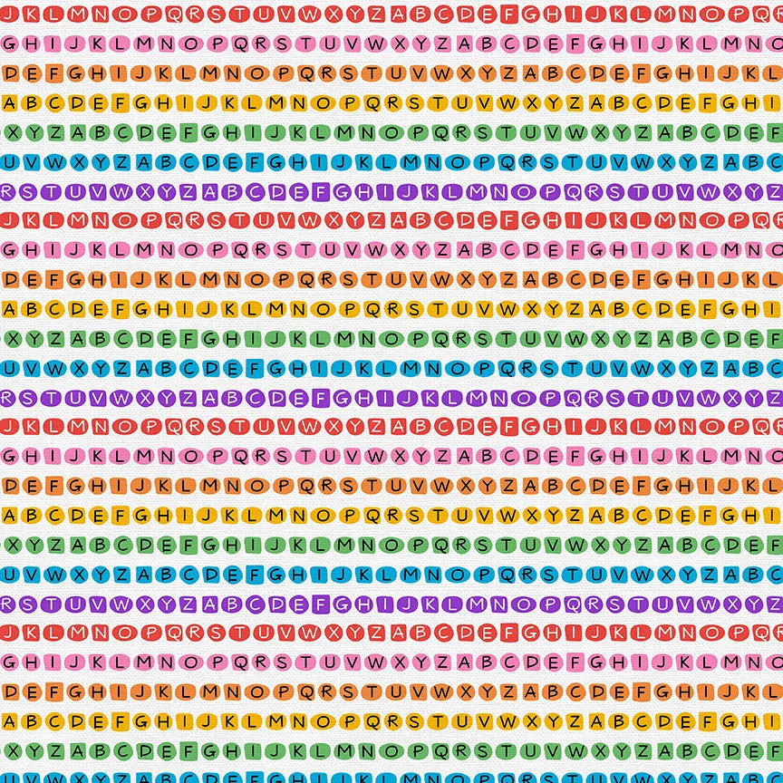 PBS Fabrics - Letter Stripe (White)