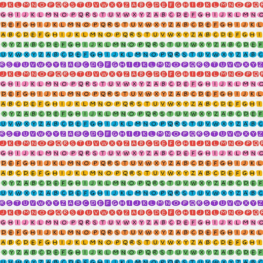 PBS Fabrics - Letter Stripe (White)