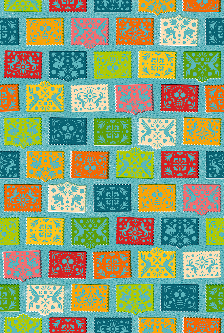PBS Fabrics - Fiesta De Colores - Papel Picado (Blue)