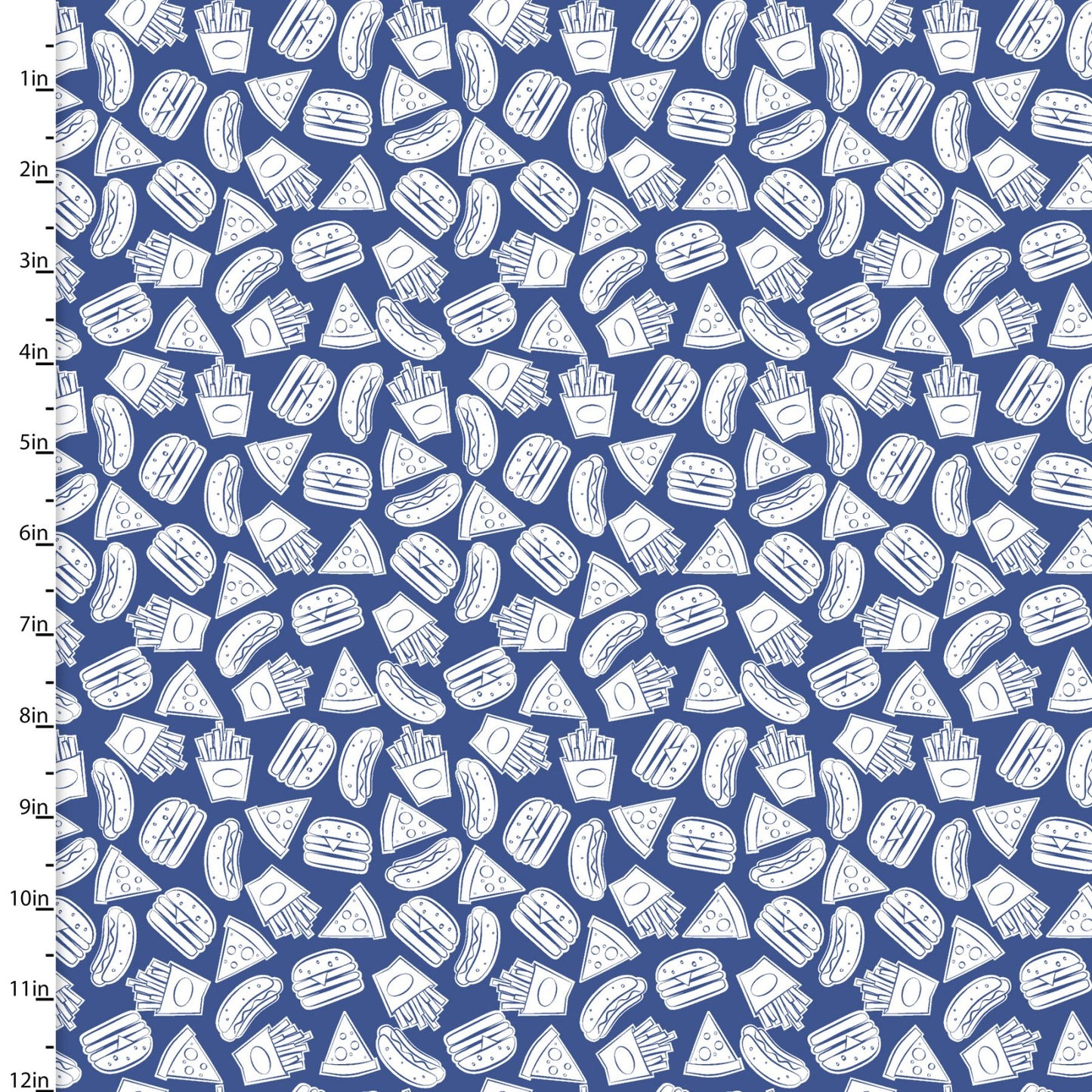 Bargain Basement Fabric - Burger Bar Food Outlines by 3 Wishes Fabric
