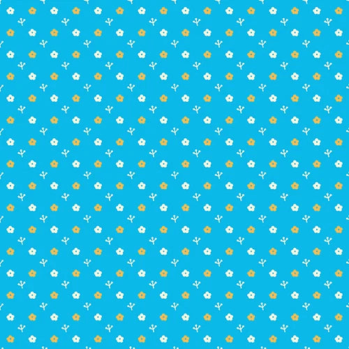 Bargain Basement Fabric - Otter Romp Tiny Flowers Blue