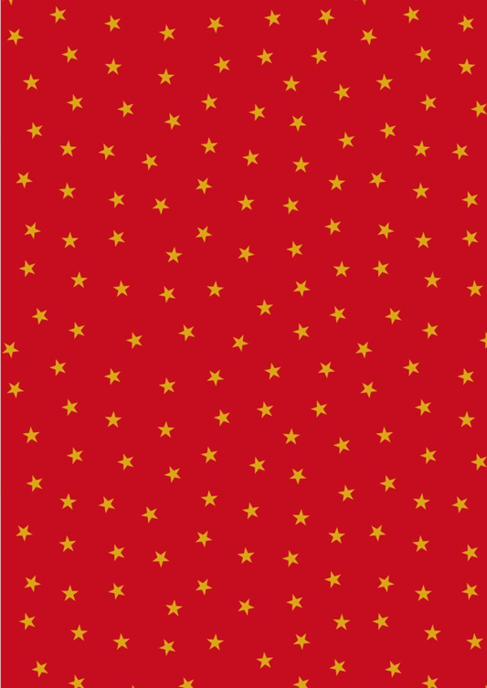 Lewis & Irene - Christmas in Bluebell Wood - Gold Stars (Red)(Metallic)