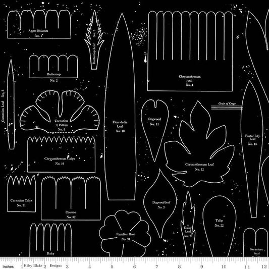 Riley Blake - Sewing Seeds III - Posie Patterns (Black)