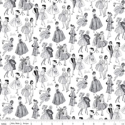 Riley Blake - Barbie - Vintage Tonal (White)