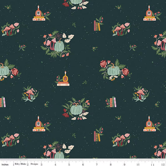 Riley Blake - The Apothecary - Botanicals (Deep Teal)