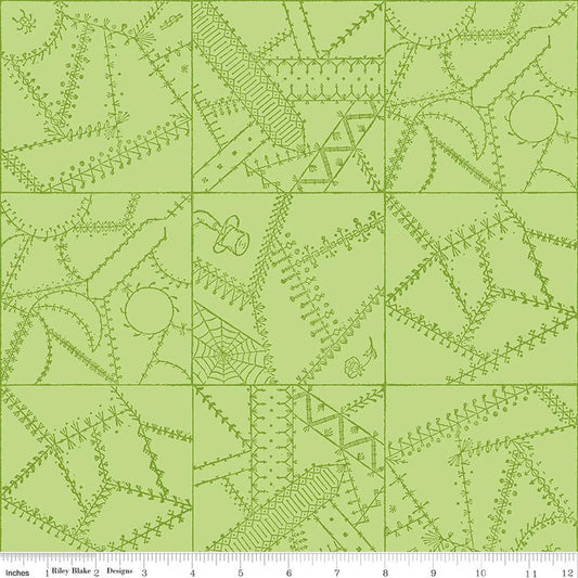 Riley Blake - Scary Scraps - Crazy Patchwork (Green)