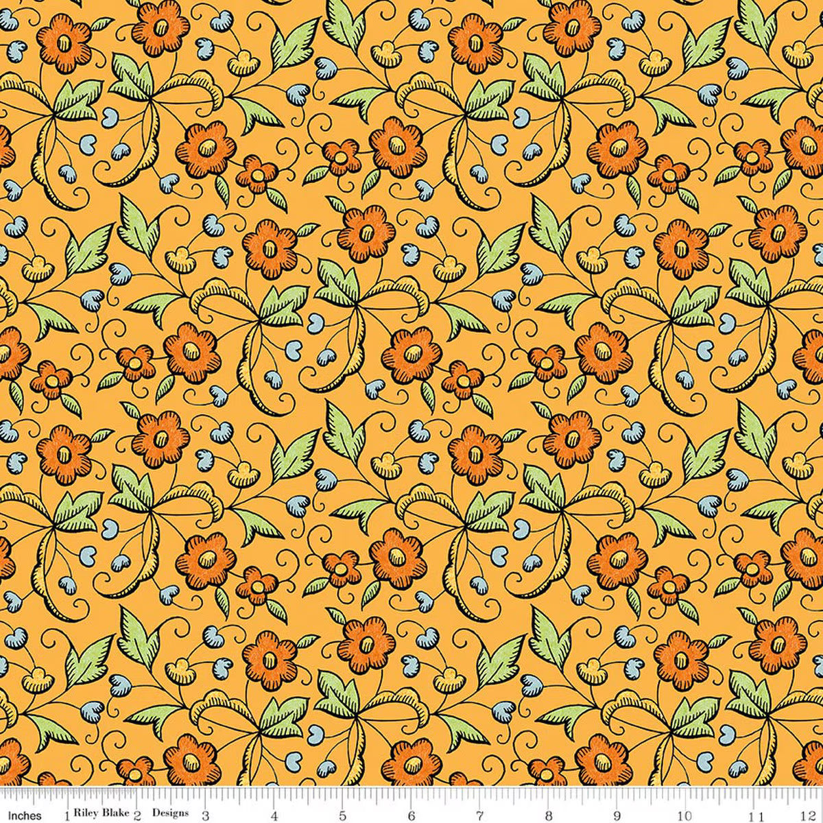 Riley Blake - Scary Scraps - Fall Floral (Orange)