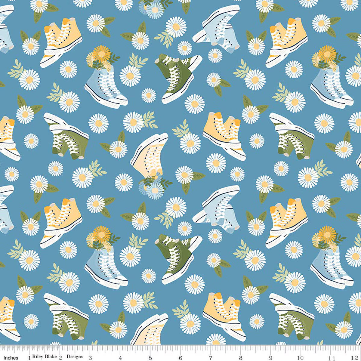 Riley Blake - Sunshine & Dandelions - Shoes (Blue)