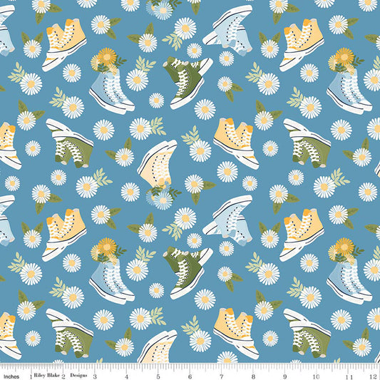 Riley Blake - Sunshine & Dandelions - Shoes (Blue)