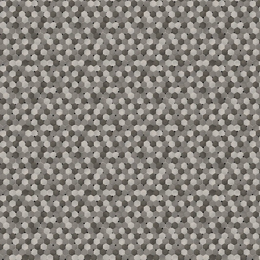 Bargain Basement Fabric - Bee Kind Tonal Honeycomb Grey