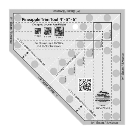 Creative Grids Quilt Ruler Pineapple Trim Tool Mini # CGRJAW3MINI